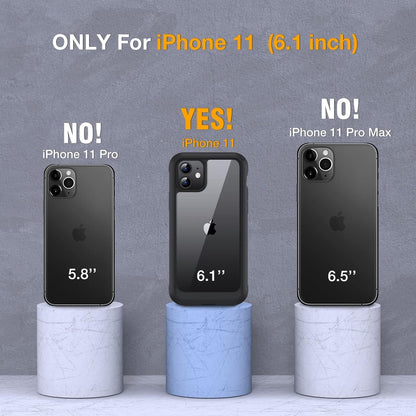 Miracase Glass Series for iPhone 11 Case 6.1 inch, Upgraded Full-Body Rugged Phone Bumper Case Cover with Built-in 9H Tempered Glass Screen Protector and Camera Protector, Black