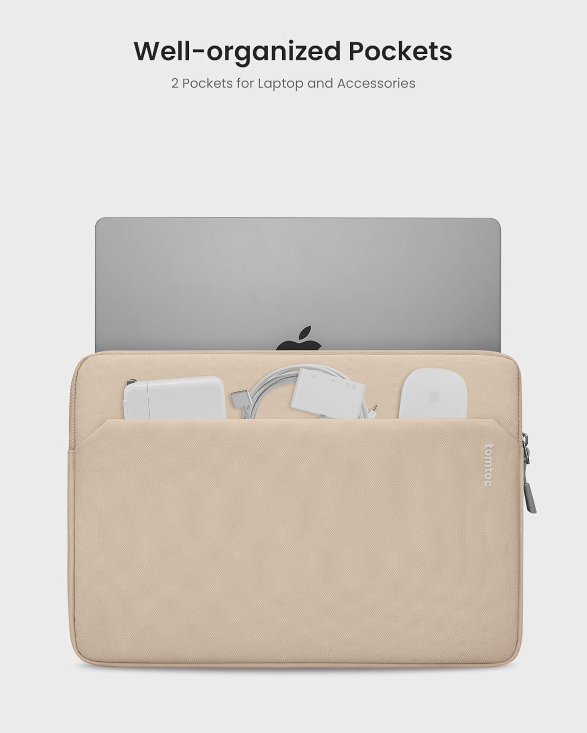 tomtoc Slim Laptop Sleeve Case for 13-inch New MacBook Air M4/A3420 M3/A3113 M2/A2681, M1/A2337 2025-2018, MacBook Pro M2/M1, Water-Resistant Protective Carrying Case with Accessories Pocket