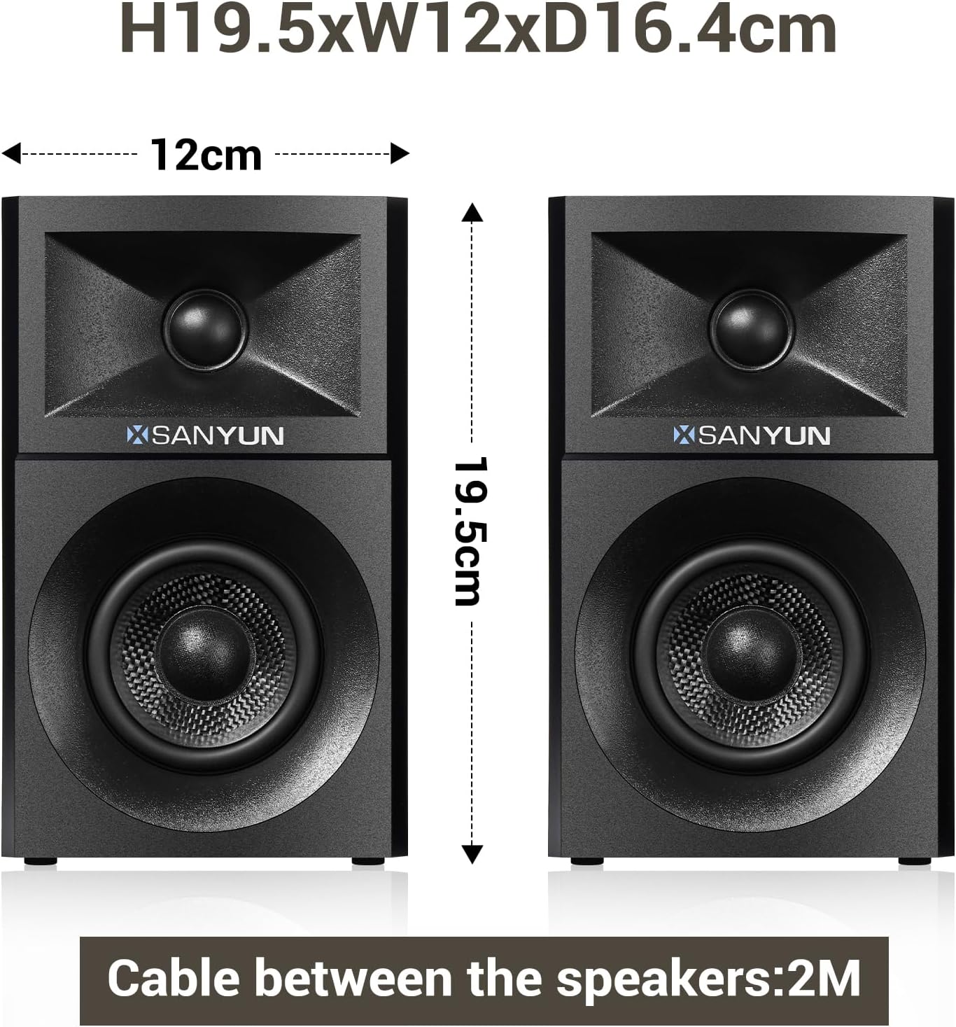 SW203 4.0 Computer Speakers - 60W 4-Way DSP Control 3D Immersive Sound - 3" Carbon Fiber Woofer & 20mm Silk Dome Tweeter - 24bit DAC USB/Bluetooth 5.4/AUX - Studio-Grade Audio (Pair, Red)