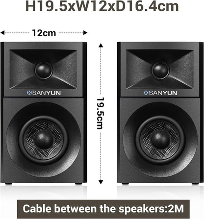 SW203 4.0 Computer Speakers - 60W 4-Way DSP Control 3D Immersive Sound - 3" Carbon Fiber Woofer & 20mm Silk Dome Tweeter - 24bit DAC USB/Bluetooth 5.4/AUX - Studio-Grade Audio (Pair, Red)