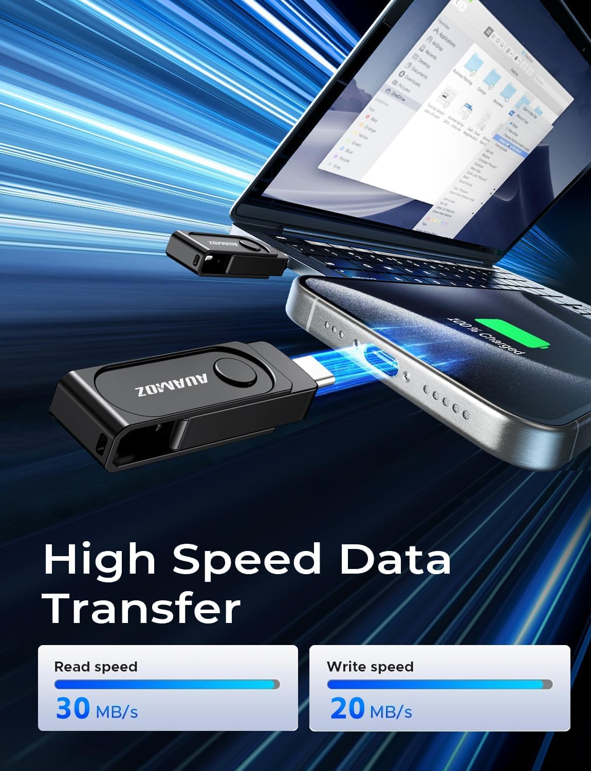 512GB Flash Drive Intended for iPhone, Memory Stick Storage Files Photos Videos Backup, Compatible with iPhone iPad Android PC, Plug and Play, No Application Required (Metal Gray)