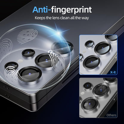 X-it Camera Lens Protector for Samsung S25 Ultra, 9H Tempered Glass, Independent Metal Aluminum Edge Original Protection Design, Suitable for Phone Case, Anti-scratch, Anti-reflective,Blue