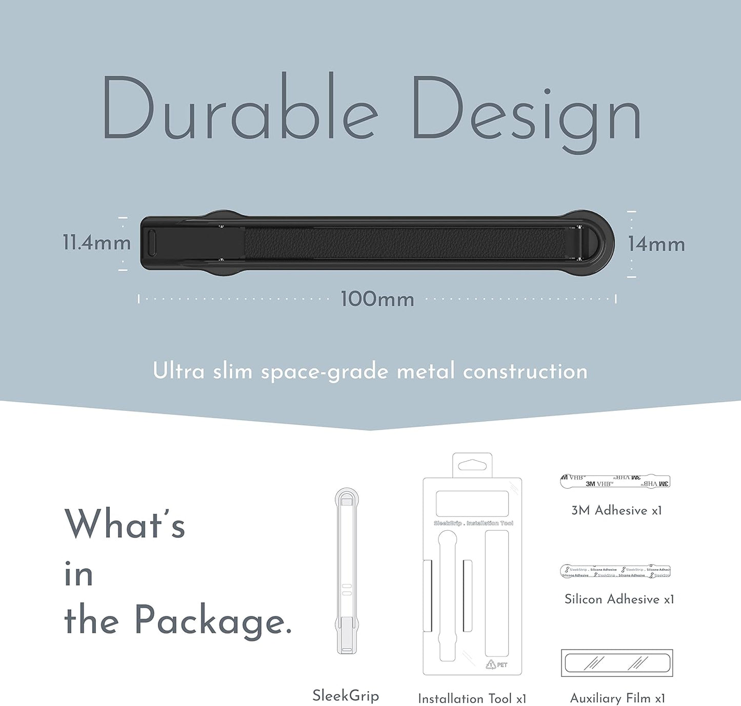 SleekGrip Premium: Swappable Phone Stand & Phone Grip - Ultra Thin Convertible Grip Holder Fits Most iPhone and Android Cases, Phone Strap Compatible with Wireless Chargers and Car Mounts