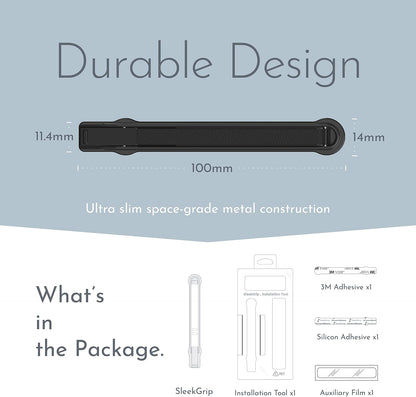 SleekGrip Premium: Swappable Phone Stand & Phone Grip - Ultra Thin Convertible Grip Holder Fits Most iPhone and Android Cases, Phone Strap Compatible with Wireless Chargers and Car Mounts