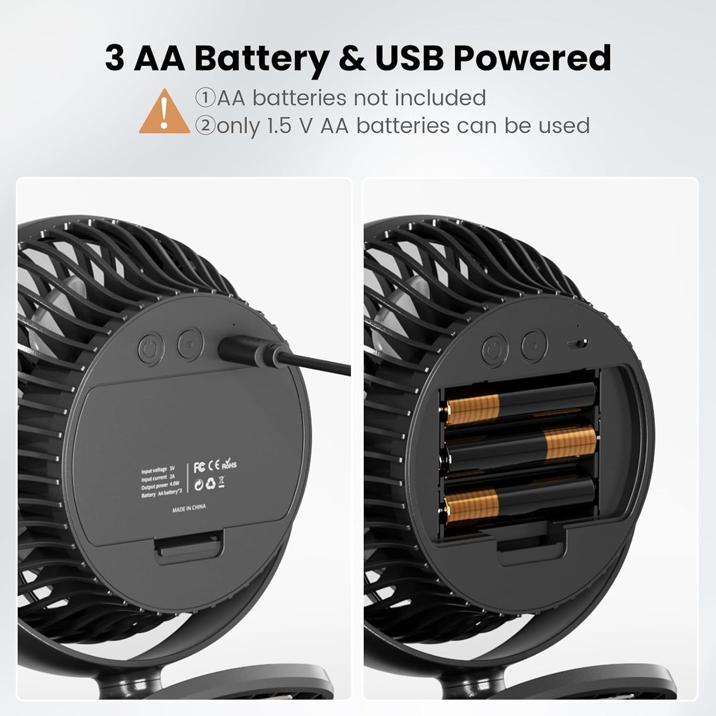 Shinebella AA Battery Powered Clip on Fan with 4-Speed, 5’’ Small Desk Fan with Aroma Function, USB Powered, 360°Rotation, Ultra Quiet, for Golf Cart, Stroller, Bedroom,Car(Batteries Not Included)