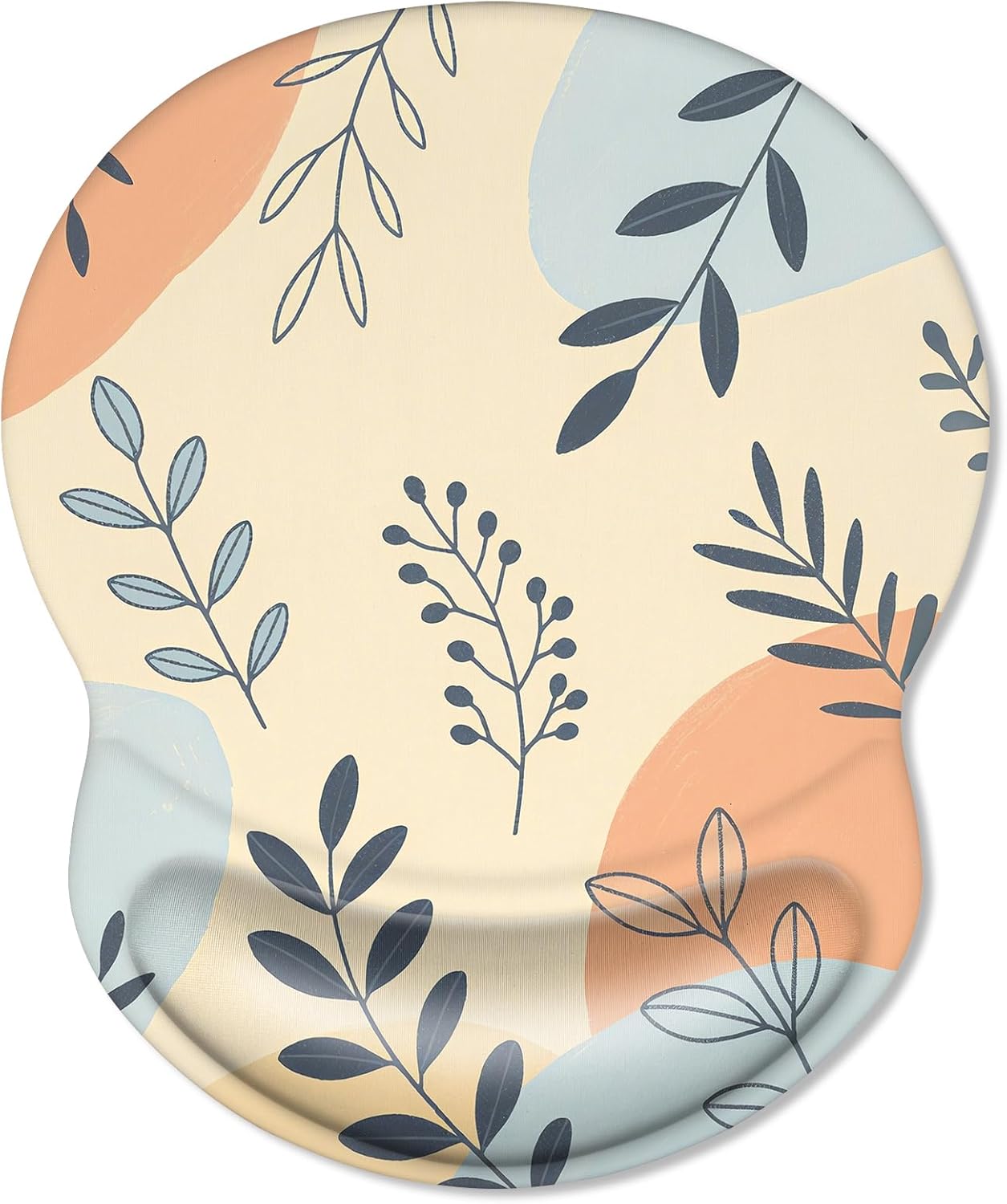 ITNRSIIET Ergonomic Mouse Pad with Comfort Gel Wrist Rest, Non-Slip PU Base, Smooth Textured Surface, Reduces Hand Fatigue & Wrist Pain, 8.7 x 7.2 Inch for Office Gaming Home, VividFoliage