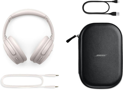 Bose QuietComfort Bluetooth Headphones, Wireless Headphones with Active Over Ear Noise Cancelling and Mic, Deep Bass, Up to 24 Hours of Playtime, White Smoke