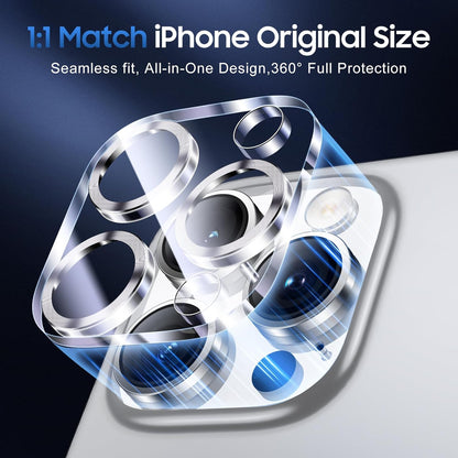 UniqueMe for 3 Pack iPhone 16 Pro/iPhone 16 Pro Max Camera Lens Protector - [Drop Protection] [Case Friendly] 9H Tempered Glass Camera Cover Screen [Update New Version] - Silver