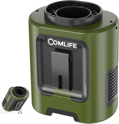 Portable Mini Waist Fan - Personal Wearable Clip on Belt Fan, Rechargeable Battery Operated, Max 25H Cooling,4 Speeds 13000RPM Turbo Hands-Free Shirt Neck Fan for Outdoor Jobsite Camping Traveling