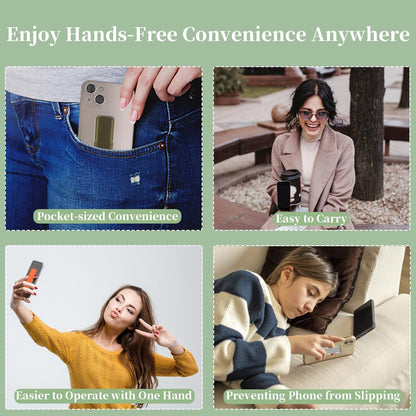 Phone Grip Strap Holder, 4 Pack Adhesive Flat Cellphone Stand Handle Kickstand Case with Elastic Finger Loop for Most Smartphones and Mini Tablets - Gold, Black, Rose Gold, Silver