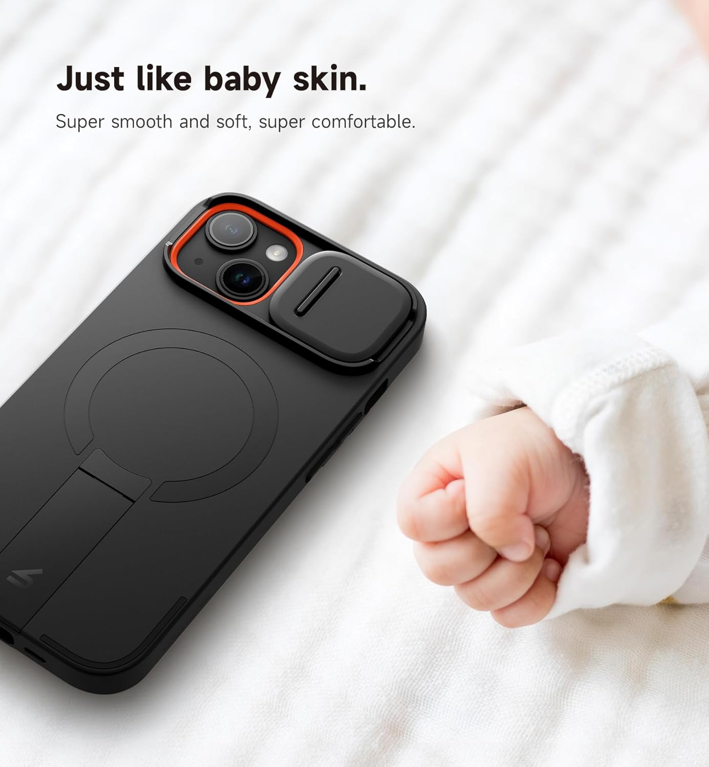 SURITCH for iPhone 13/14 Case with Magnetic Camera Slide Cover and Adjustable Kickstand, Compatible with MagSafe, Shockproof Bumper Case Slim Protective Cover for iPhone 13/14 6.1 Inch, Black