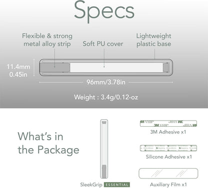 Phone Grip, Ultra Thin Cell Phone Grips Finger Holder Kickstand for Back of Phone, Loopy Case Swappable for Smartphones Wireless Chargers Car Mounts - SleekGrip Essential