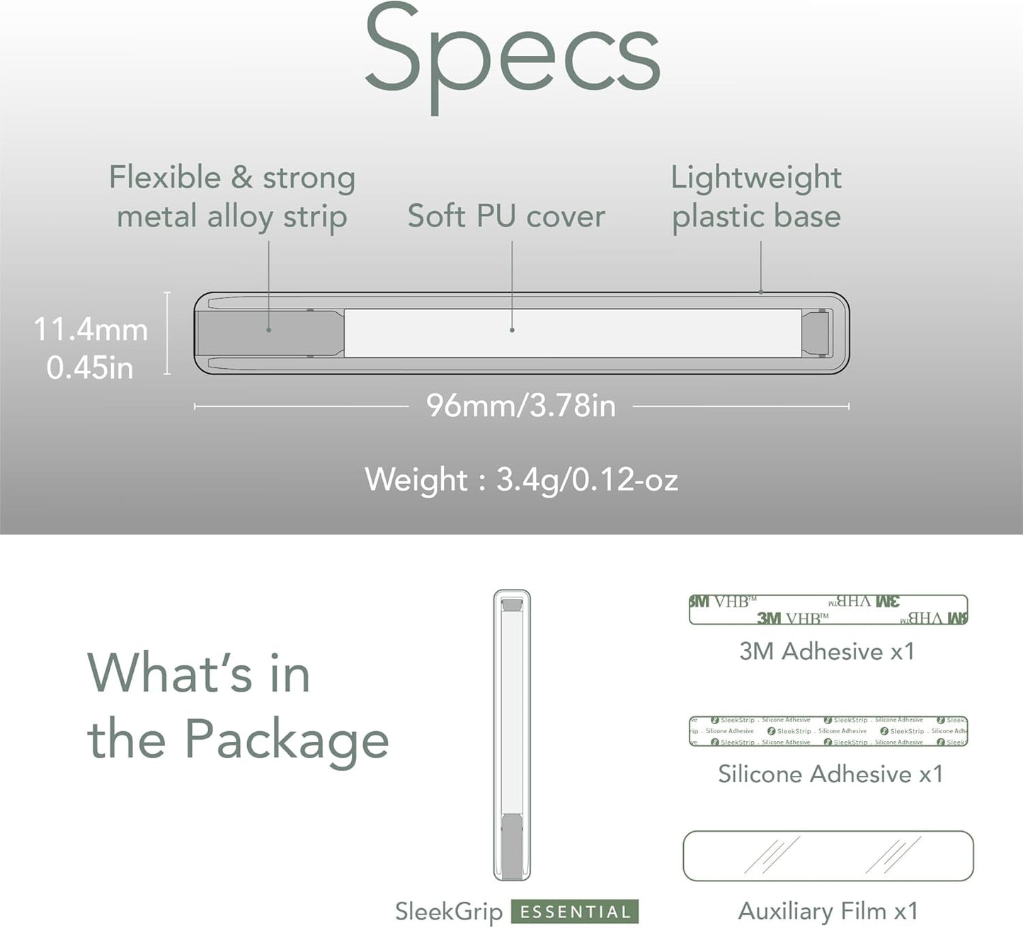 Phone Grip, Ultra Thin Cell Phone Grips Finger Holder Kickstand for Back of Phone, Loopy Case Swappable for Smartphones Wireless Chargers Car Mounts - SleekGrip Essential