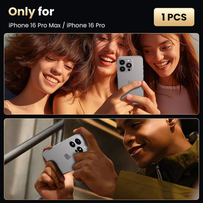 WSKEN for iPhone 16 Pro/iPhone 16 Pro Max Camera Lens Protector, [Military Grade Shatterproof] [Strong Adsorption] Metal Aluminum Alloy Tempered Glass Camera Screen Protector, Grey Titanium