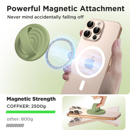 Magnetic Phone Ring Grip Holder, Silicone Finger Loop Grip, Compatible with MasSafe, Back of Phone for iPhone Pro Max/Plus/16/15/15/14/13/12 Series, Tea Green