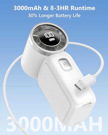 Portable Handheld Mini Fan, 6 Gear Wind, Hand Small Travel Personal Held Fans, Rechargeable Turbo Fan, Gifts for Women Men, for Camping Vacation Outdoor (white)