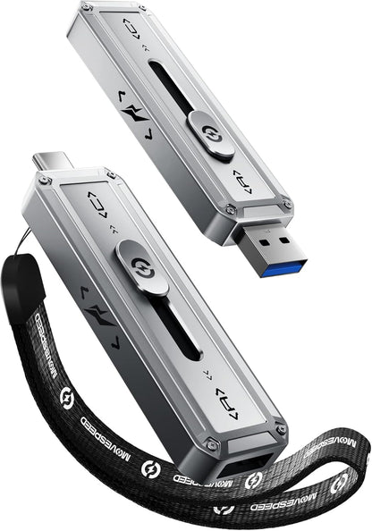 MOVE SPEED 512GB External SSD, 2100MB/s TLC Reliable Transfer Portable SSD with USB 3.2 Gen2x2 + Type C, Cool USB Drive for Phone/Windows/Mac (SP20)