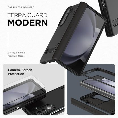 VRS DESIGN Phone Case for Galaxy Z Fold 5 5G (2023) [Terra Guard Modern], Premium Modern Neat Style Case [Anti Scratch Spring-Loaded Hinge Protection] with Screen Protector (Matte Black/Renewed)