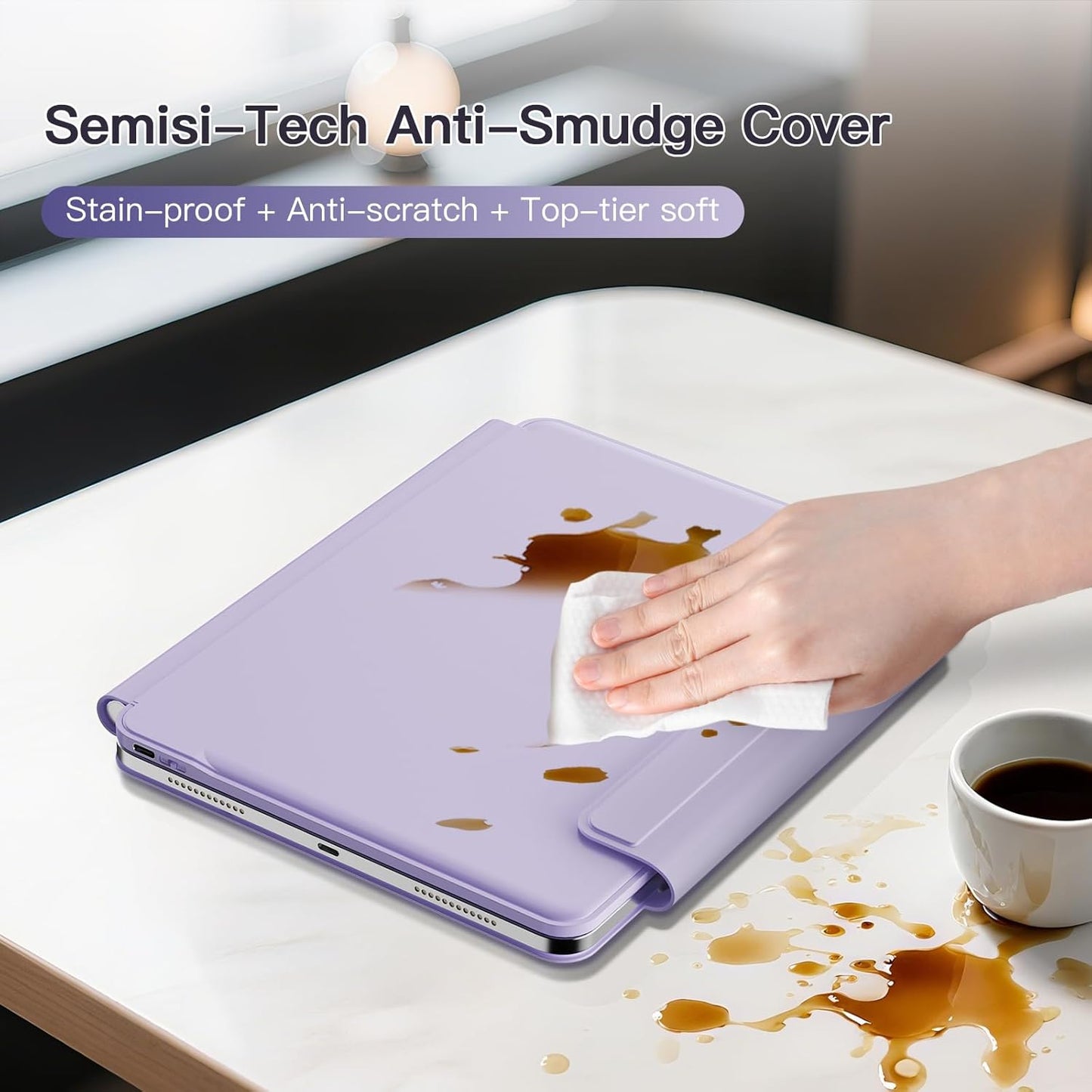 for iPad Air 13 inch Case with Keyboard (M3,2025 / M2,2024), iPad Pro 12.9 (6th/5th/4th/3rd Gen) Magic Keyboard, Springy Backlit Keys, Stain-Resistant Surface, Multi-Touch Trackpad, Purple