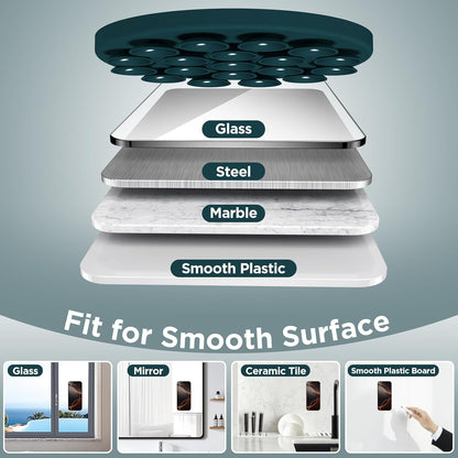 Magnetic Suction Cup Phone Mount for MagSafe Case, Silicone Hands-Free Phone Grip Holder for iPhone and Android, Mirror Shower Phone Stand for Makeup FaceTime Gym Kitchen Bathroom, Dark Green