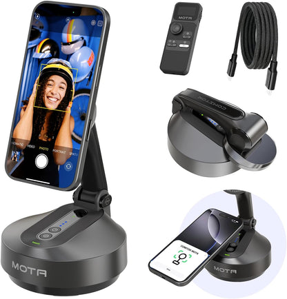 MOTA Tripod Stand Only for iPhone, Foldable Gimbal Stabilizer with Remote Control, 2 Axis Phone Stand for Video Recording with Megnetic Holder for Desk, 360 Degree Tracking Gimbal for All Apps