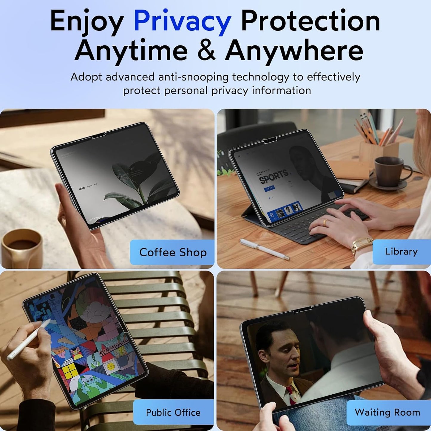 MOBDIK Privacy Screen Protector Compatible with iPad Pro 11 Inch M5 2025 / M4 2024, Anti Spy, 9H Tempered Glass, EZ Kit 1 Pack