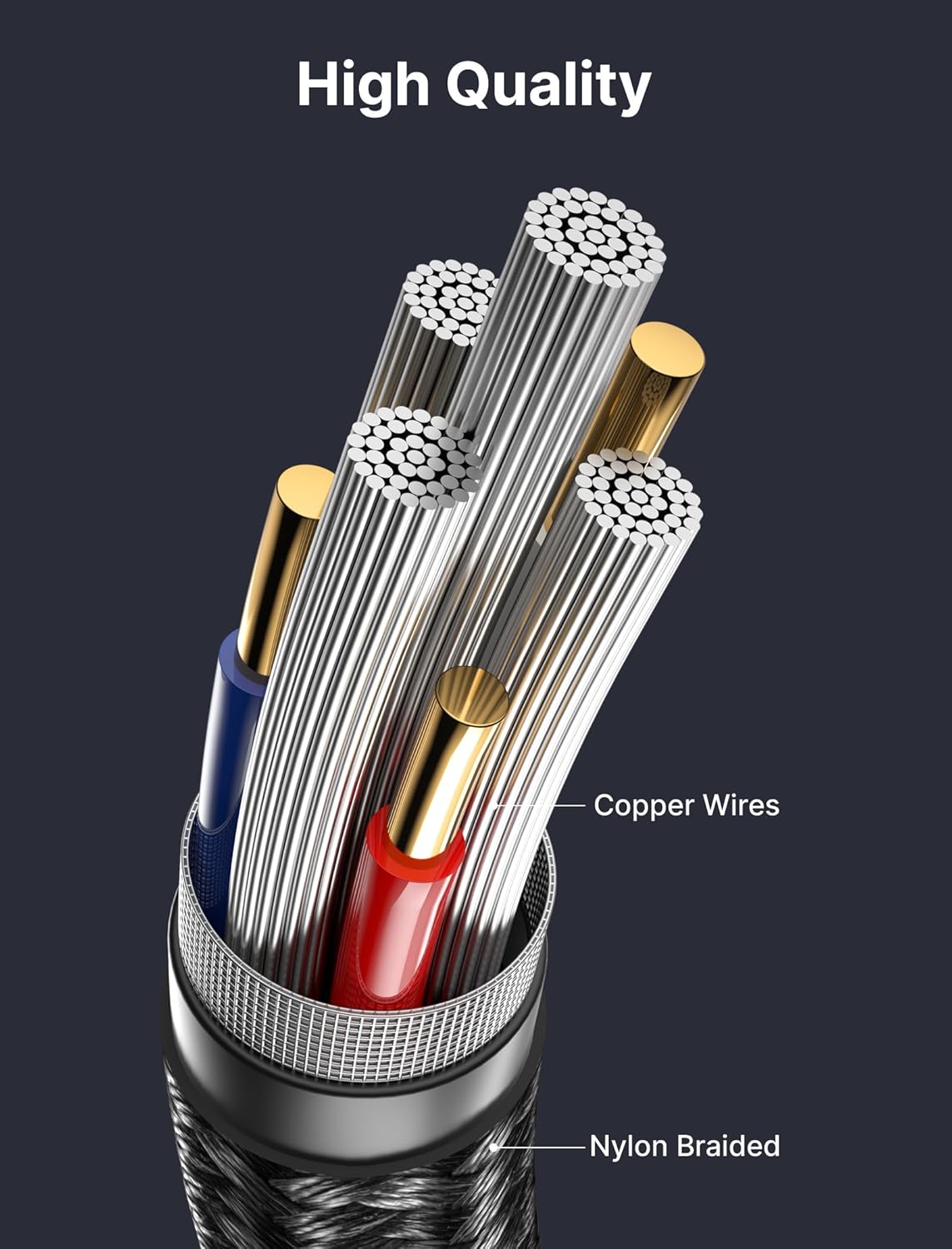 JSAUX Headphone Splitter, Audio Splitter 3.5mm Male TRS to 2 Dual 3.5mm Female Adapter Nylon-Braided Stereo Y Aux Cable for iPhone, Samsung, Tablets, Laptop, PlayStation and More [Black]