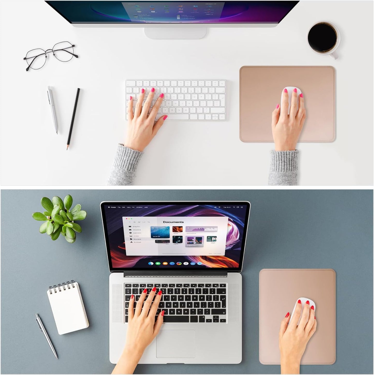 ITNRSIIET Mouse Pad Non-Slip Rubber Base Smooth Surface Stitched Edges Waterproof Durable Compatible with All Mice for Office & Gaming, Desk Accessory, 10.2x8.3x0.12 inch, Camel Gradient