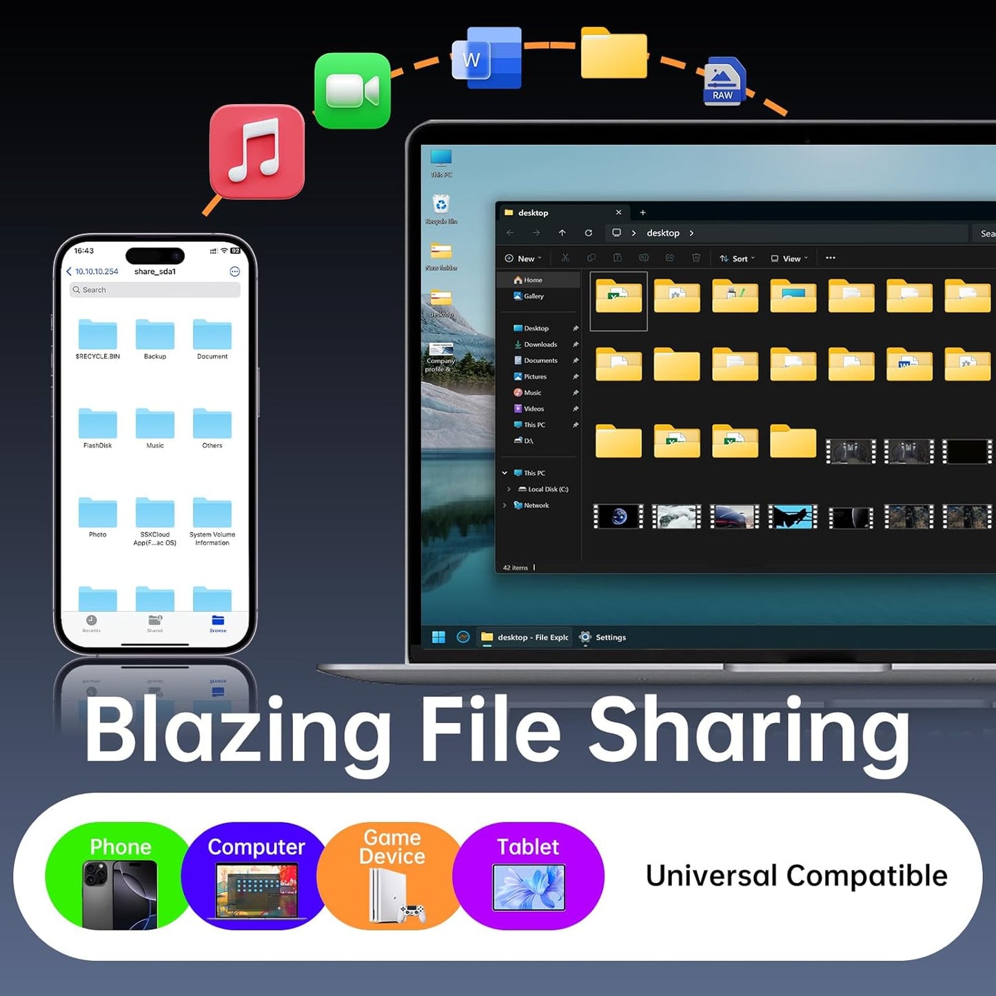 SSK 2TB SSD External Hard Drive, Portable SSD Drive up to 2000 MB/s, USB 3.2 Gen2X2 External Solid State Drives for iPhone 15/16 PRO、Mac、Phone OTG、Laptops with LED Indicator