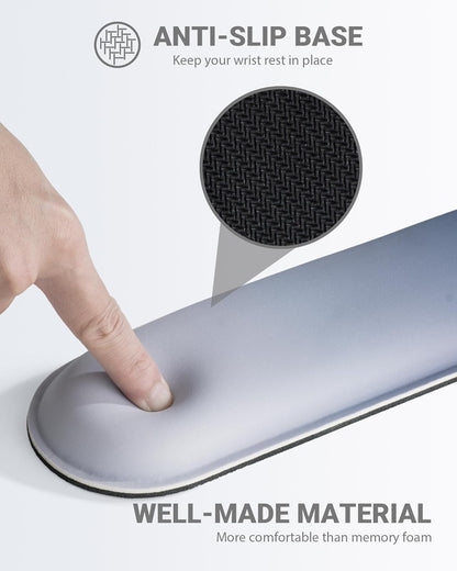 Ergonomic Mouse Pad Wrist Support Set, Memory Foam Keyboard Wrist Rest Set, Keyboard Pad, Non-Slip Base Mousepad（Gradient Blue Black Set）