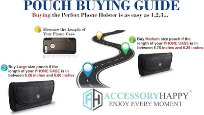 AH Military Grade Nylon Cell Phone Pouch - Clip Holder for Belt Loop, Fits iPhone 13/14 Max/Pro, S20 Plus, Otterbox (Large)