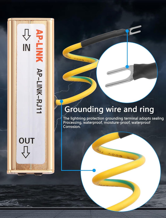 CERRXIAN RJ11 Telephone Fax Surge Protector RJ11 Thunder Arrester Protection Device Audio Telephone Protector AP-LINK-RJ11 110V