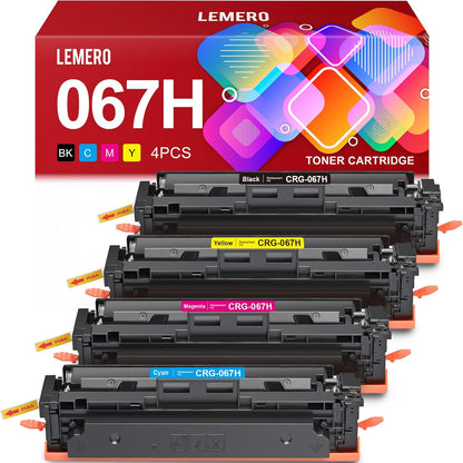 LEMERO 067H Toner Compatible for Canon 067H Toner Cartridges Set Work for Canon MF656Cdw Toner for Canon 067 MF654Cdw MF653Cdw LBP632Cdw Printer, Black Cyan Yellow Magenta 4-Pack of 067h Toner