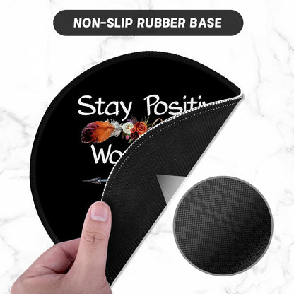 ITNRSIIET Round Mouse Pad with Stitched Edge Premium-Textured Waterproof Non-Slip Rubber Base Desktop Protection Mat Diameter 8.7 inches, Inspirational Quote Black