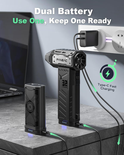 Compressed Air Duster, Ultra-Powerful Electric Air Duster, 150,000 RPM Premium Brushless Motor, for Keyboard, PC, Electronics, and All Filterse (2× Battery Pack)