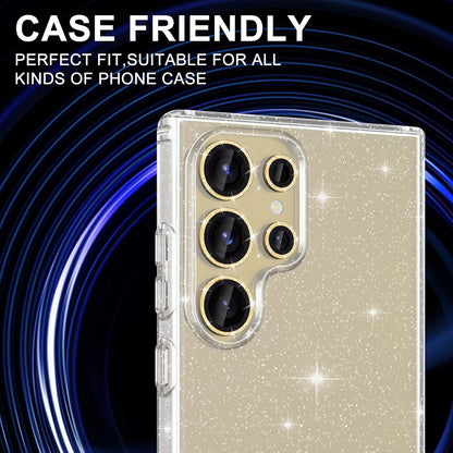 for Samsung Galaxy S25 Ultra Camera Lens Protector, Individual Metal Ring Tempered Glass Lens Cover, [Strong Adsorption] Scratch Resistant Ultra-Thin HD Clear Lens Cover, 1 Set-Gold Sparkly