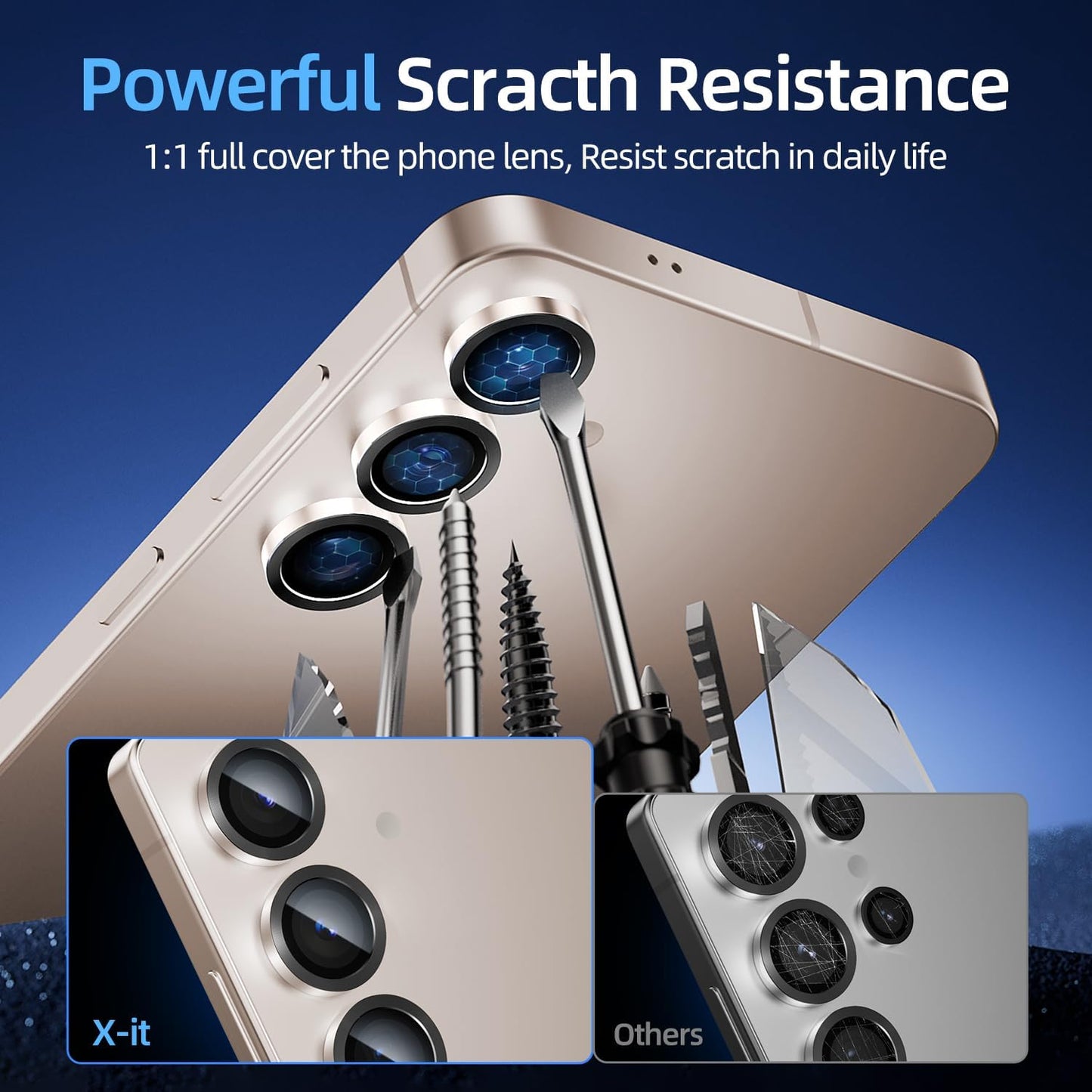 X-it Camera Lens Protector for Samsung S25 Plus, 9H Tempered Glass, Independent Metal Aluminum Edge Original Protection Design, Suitable for Phone Case, Anti-scratch, Anti-reflective,PinkGold