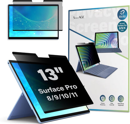 SenseAGE Magnetic Privacy Screen Protector for Surface Pro 13 Inch (11,10, X, 9, 8), Removable Privacy Filter, Anti-Blue Light, Glare and Laptop Screen Accessory For Surface, Office Accessories