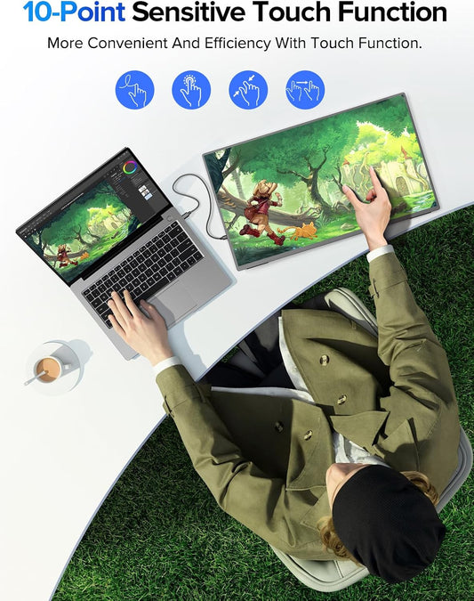 UPERFECT 24.5" 2K Portable Monitor Touchscreen, 165Hz Gaming Monitor FreeSync 0.1ms Fast IPS Large Screen, Built-in 180° Adjustable Stand/VESA, USB-C HDMI Second Screen for Laptop, Phone, Game Console