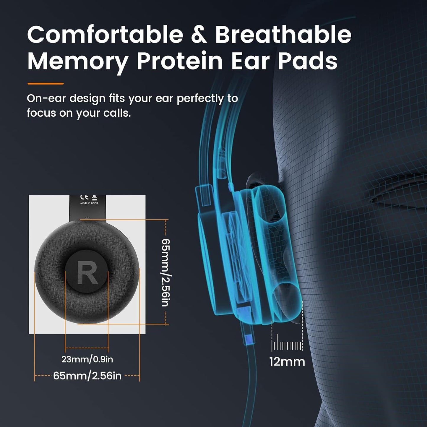 USB Headset with Microphone for PC Laptop, Wired Computer Headset Environmental Noise Canceling Headphones with Mic Mute & Volume Control, On Ear Lightweight Comfort for Work, Office/Call Center/Skype