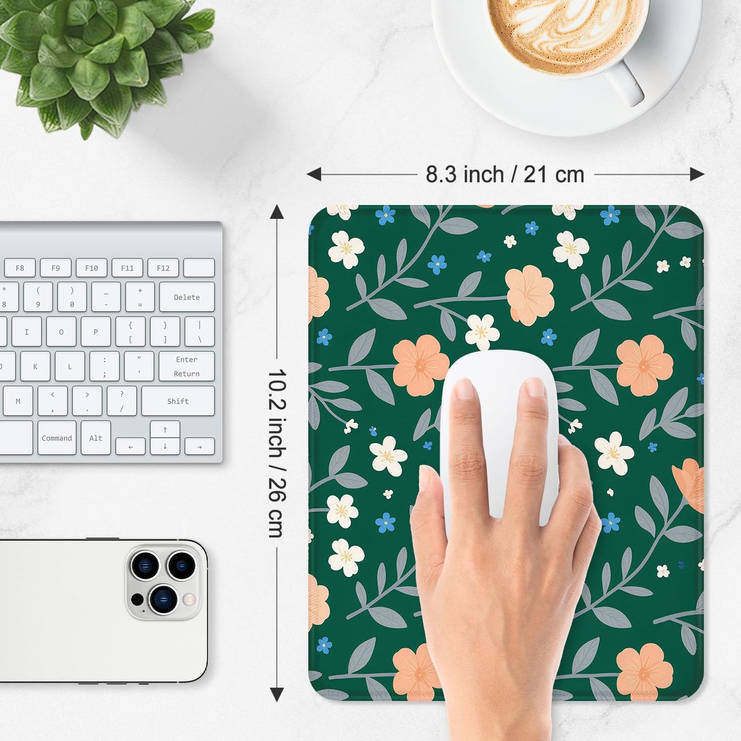 ITNRSIIET Mouse Pad Non-Slip Rubber Base Smooth Surface Stitched Edges Waterproof Durable Compatible with All Mice for Office & Gaming, Desk Accessory, 10.2x8.3x0.12 inch, VintageBloom