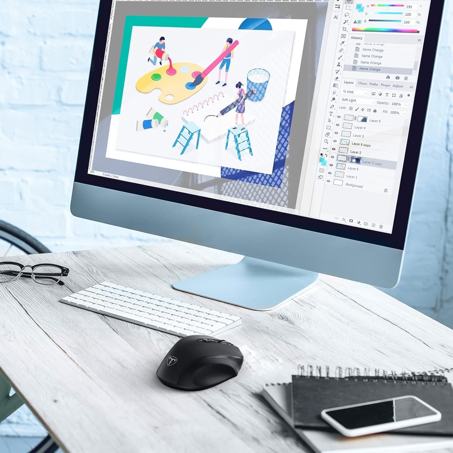 Wireless Mouse, D-09 Computer Mouse USB Cordless Mice for Laptop, Ergo Grips, Lightspeed 5-Level 2400 DPI, 16 Months Battery, Portable for PC Mac Chromebook (2Pack)