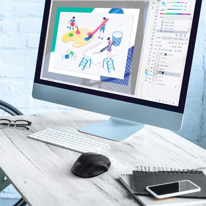 Wireless Mouse, D-09 Computer Mouse USB Cordless Mice for Laptop, Ergo Grips, Lightspeed 5-Level 2400 DPI, 16 Months Battery, Portable for PC Mac Chromebook (2Pack)