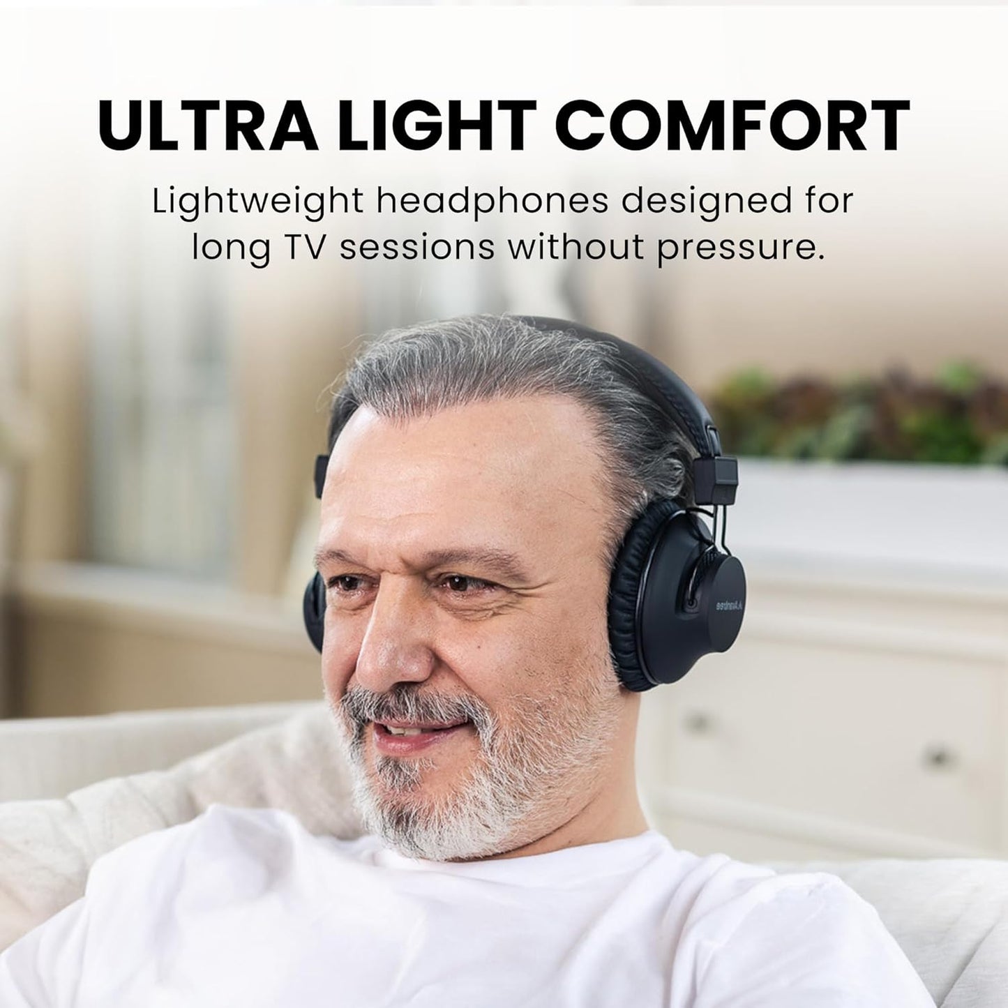 Avantree HT5009 Plus - Ultra Comfortable Wireless Headphones for TV Watching, 60h Playtime, Clear Voice & Enhanced Volume for Seniors & Hard of Hearing, Compatible with Samsung, LG & Other TVs