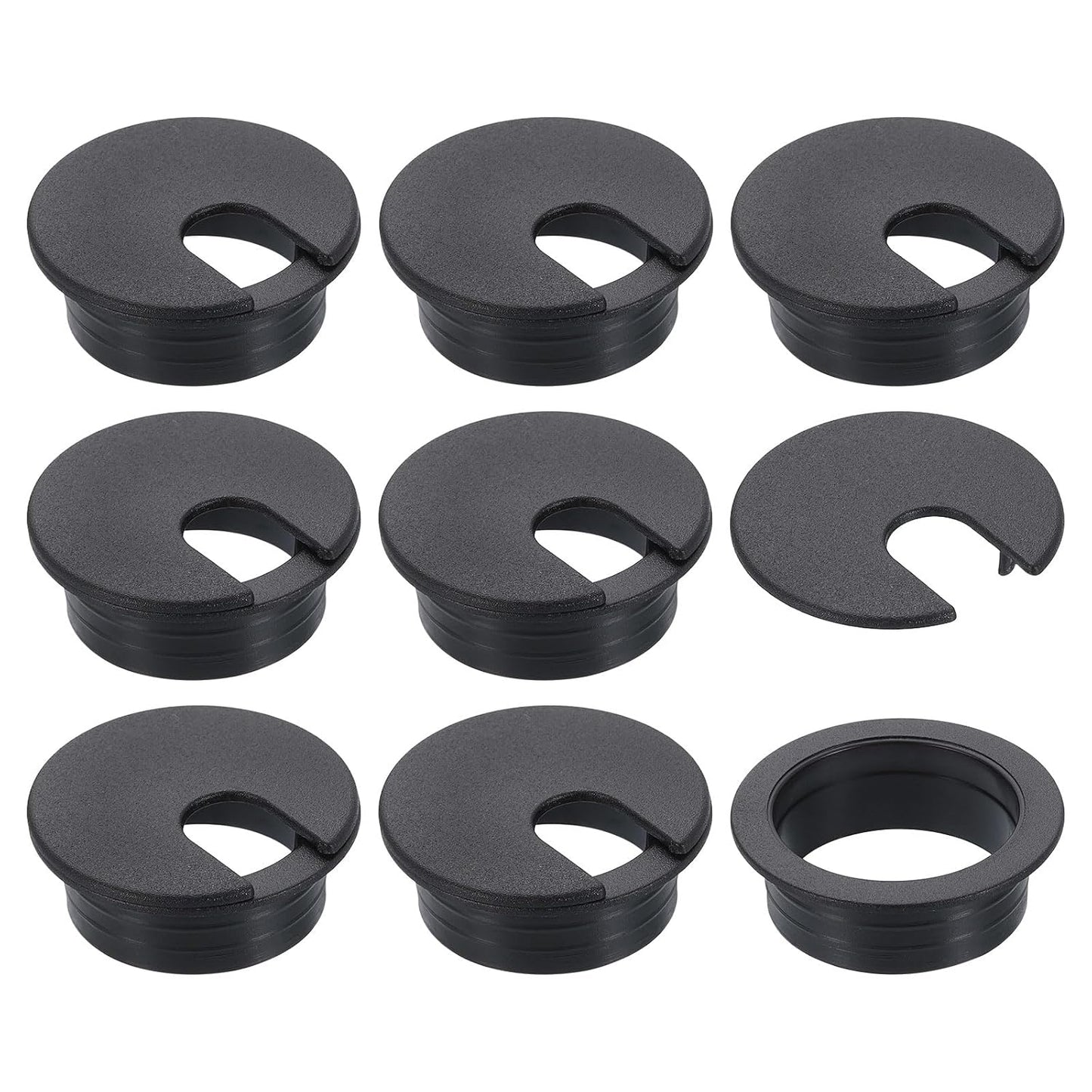 uxcell 8 Pcs 35mm (1.38 Inch) Desk Grommet, Plastic Cable Hole Cover, Wire Cord Cable Organizer for Home Office Computer Desk Cabinet, Black