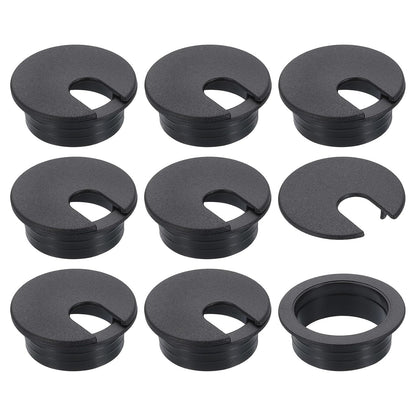 uxcell 8 Pcs 35mm (1.38 Inch) Desk Grommet, Plastic Cable Hole Cover, Wire Cord Cable Organizer for Home Office Computer Desk Cabinet, Black