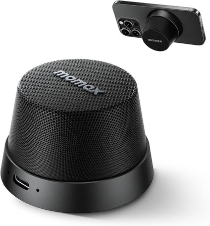 MOMAX Magnetic Portable Bluetooth Speaker - Mini Waterproof Shower Speaker with Bass, 12H Playtime, Outdoor Speaker True Wireless Stereo Pairing for Golf, Beach, Home, Travel, Gift Ideas