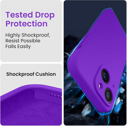 FireNova Designed for iPhone 15 Plus Case, Silicone [Camera Protection] Case with [2 Screen Protectors], Soft Anti-Scratch Microfiber Lining Inside, 6.7 inch, Neon Purple