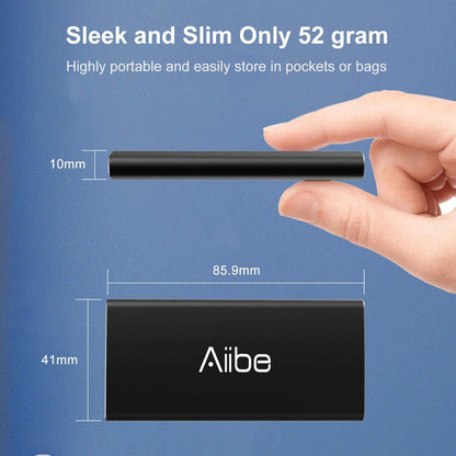 Aiibe External SSD 250GB External Hard Drive USB C Portable SSD, Up to 500MB/s, USB 3.1, External Solid State Drive 250GB for Laptop, Mac, PS4 (Black)