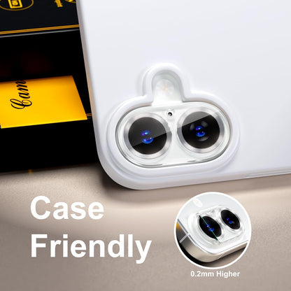 beuxece for 6 Pack iPhone 16 / iPhone 16 Plus Camera Lens Protector [Drop Protection] [Case Friendly] [Easy Installation] 9H Tempered Glass Camera Screen Protector Cover Accessories, CD Silver